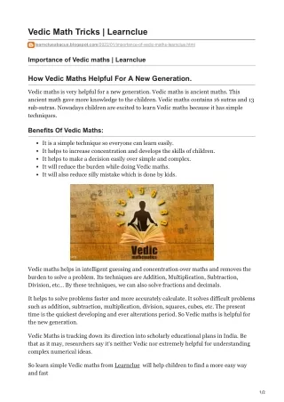 vedic math tricks learnclue