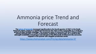 ammonia price trend and forecast