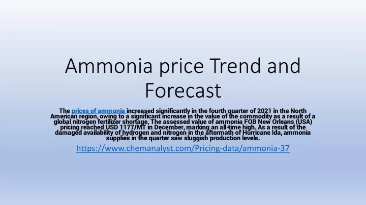 ammonia price trend and forecast