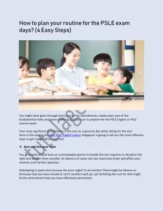 How to plan your routine for the PSLE exam days? (4 Easy Steps)