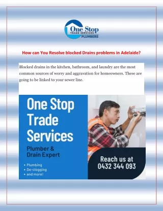 How can You Resolve blocked Drains problems in Adelaide
