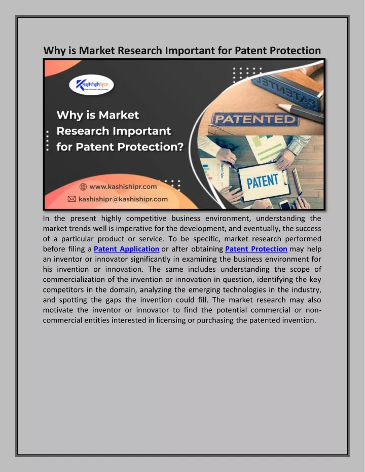 why is market research important for patent