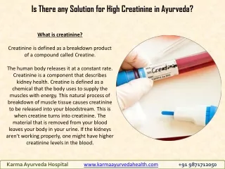 Is There any Solution for High Creatinine in Ayurveda?