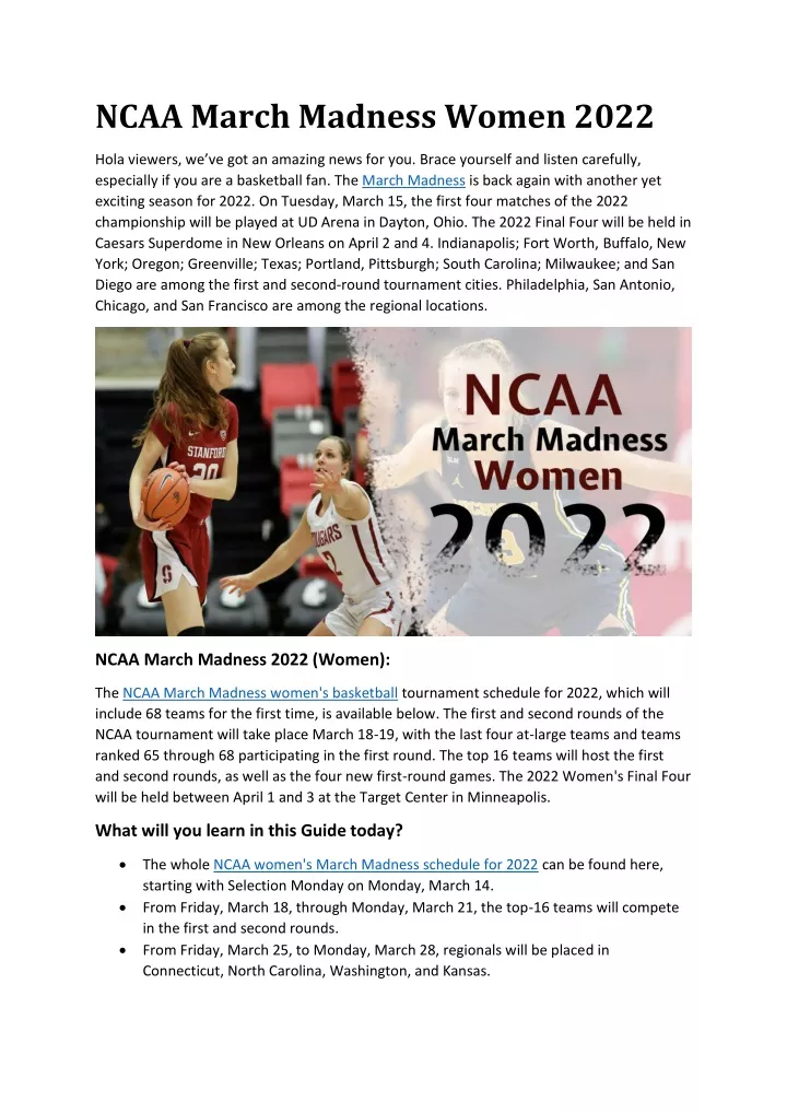 ncaa march madness women 2022
