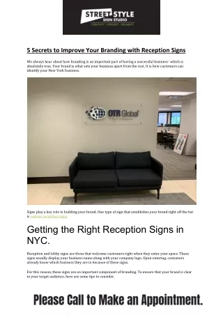 5 Secrets to Improve Your Branding with Reception Signs