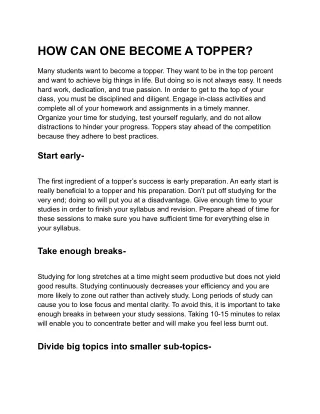 how can one become a topper