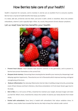How Berries take care of your health
