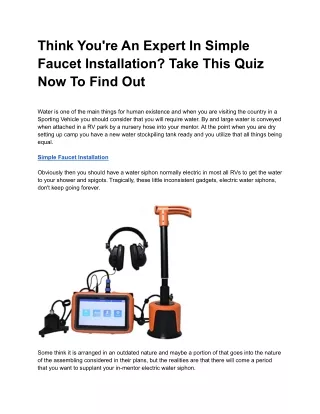 Simple Faucet Installation 1