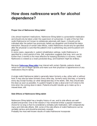 how does naltrexone work for alcohol dependence