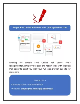 Simple Free Online Pdf Editor Tool | Idealpdfeditor.com