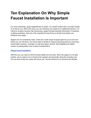 Simple Faucet Installation 3
