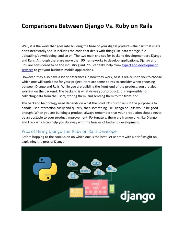 comparisons between django vs ruby on rails