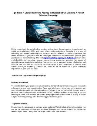 tips from a digital marketing agency in hyderabad