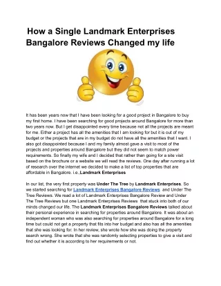 How a Single Landmark Enterprises Bangalore Reviews Changed my life (1)