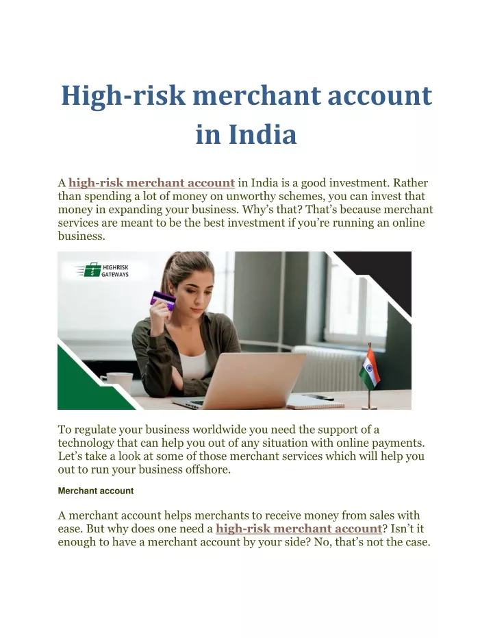high risk merchant account in india