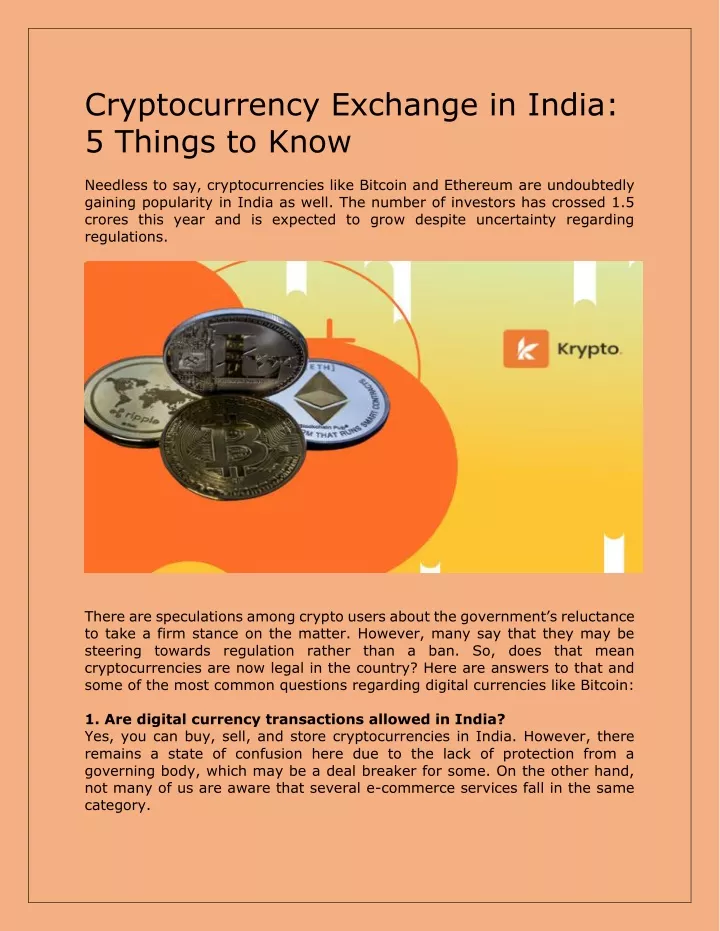 cryptocurrency exchange in india 5 things to know