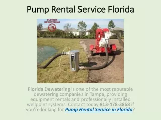 Pump Rental Service Florida