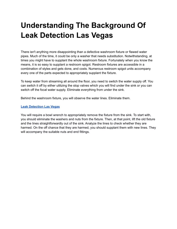 understanding the background of leak detection