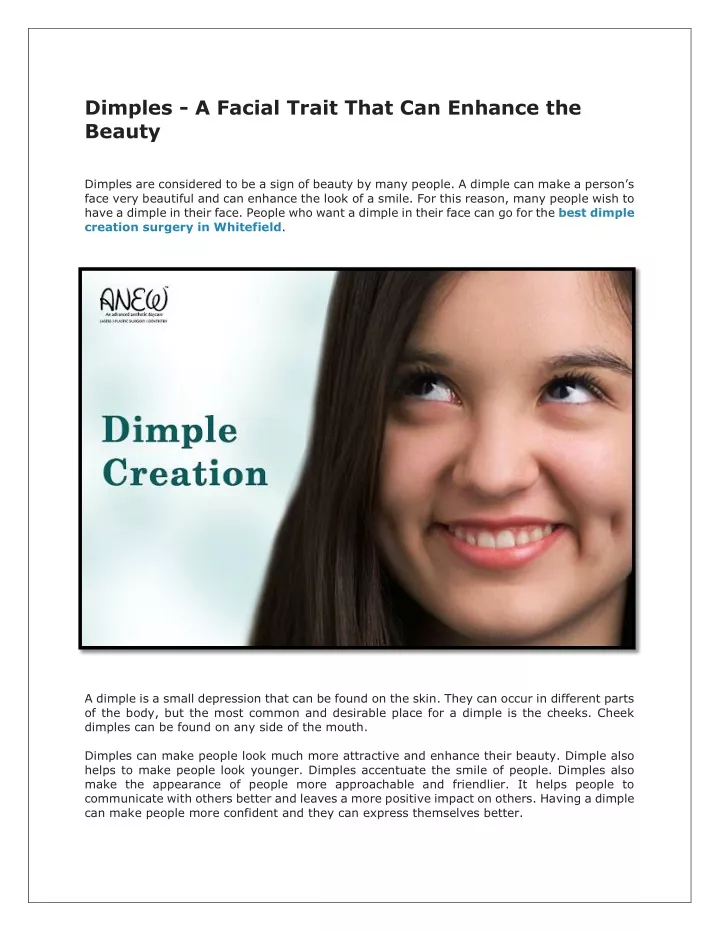 dimples a facial trait that can enhance the beauty