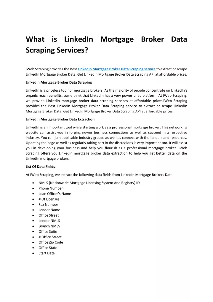 what is linkedin mortgage broker data scraping