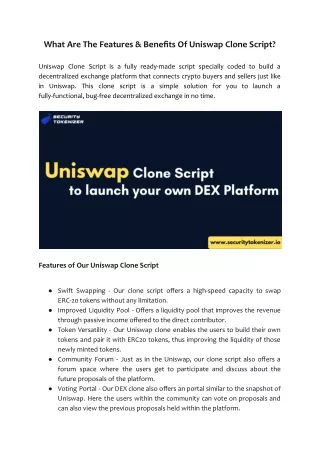 What Are The Features & Benefits Of Uniswap Clone Script?