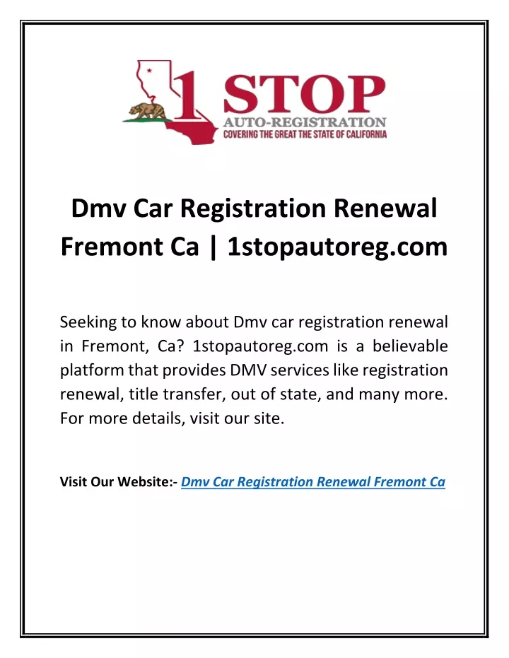 dmv car registration renewal fremont