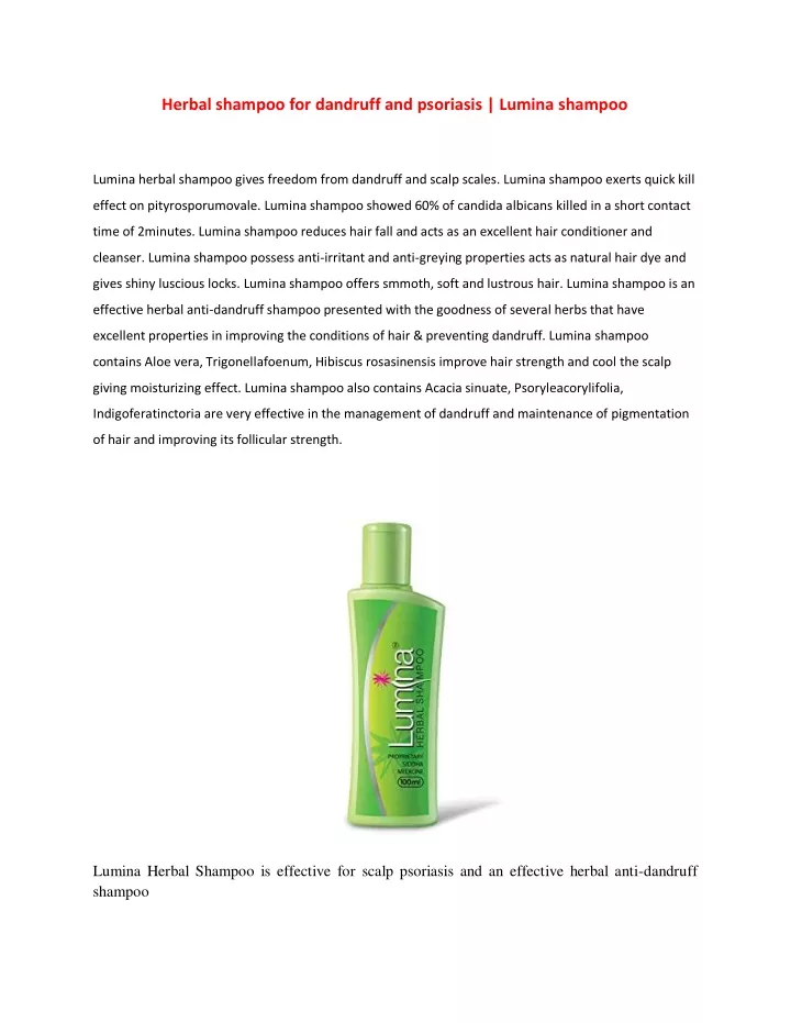herbal shampoo for dandruff and psoriasis lumina