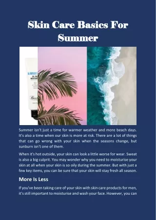 Skin Care Basics For Summer