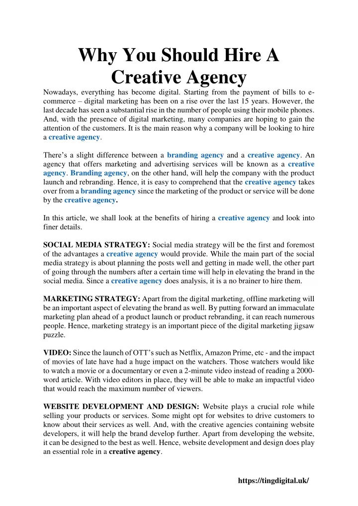 why you should hire a creative agency nowadays