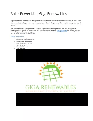 Solar Power Kit  Giga Renewables