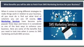 What Benefits you will be able to Fetch from SMS Marketing Services for your Business