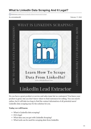 what is linkedin data scraping and it legal