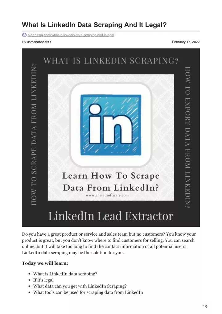 what is linkedin data scraping and it legal