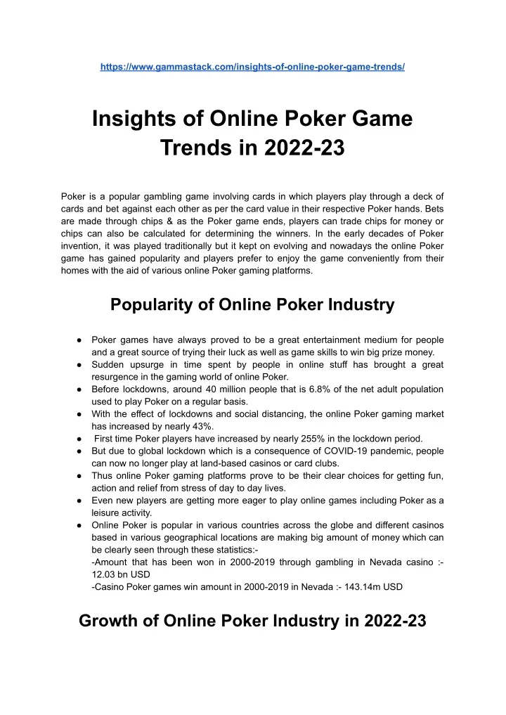 https www gammastack com insights of online poker