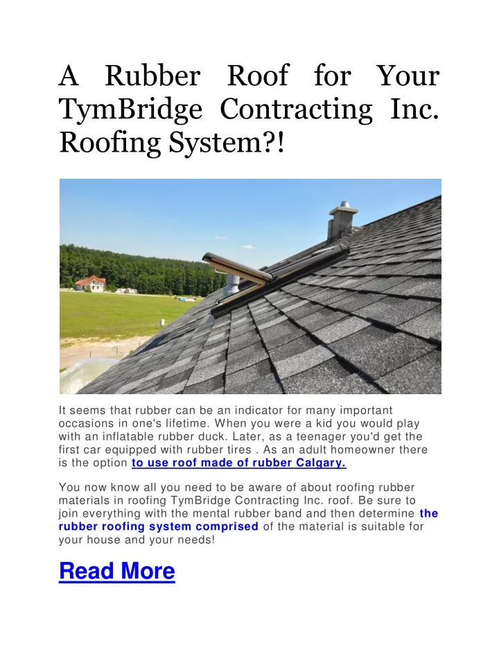 a rubber roof for your tymbridge contracting
