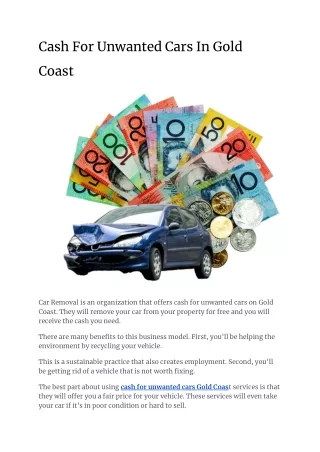 Cash For Unwanted Cars In Gold Coast