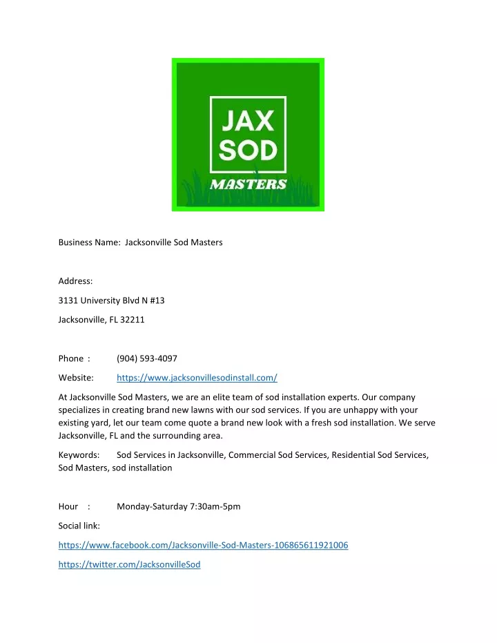 business name jacksonville sod masters