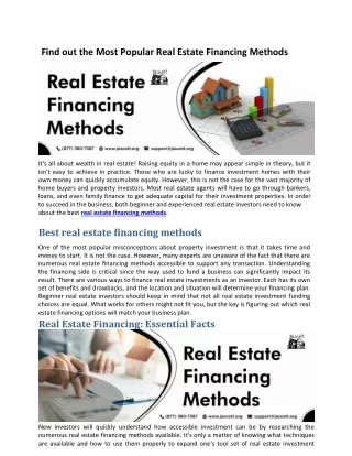 find out the most popular real estate financing