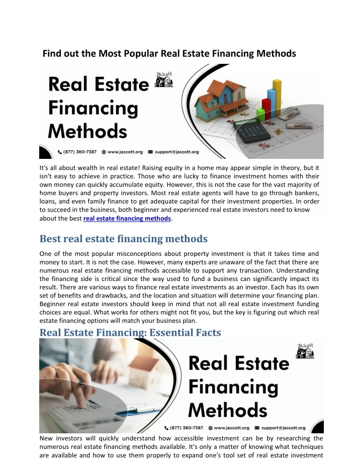 find out the most popular real estate financing