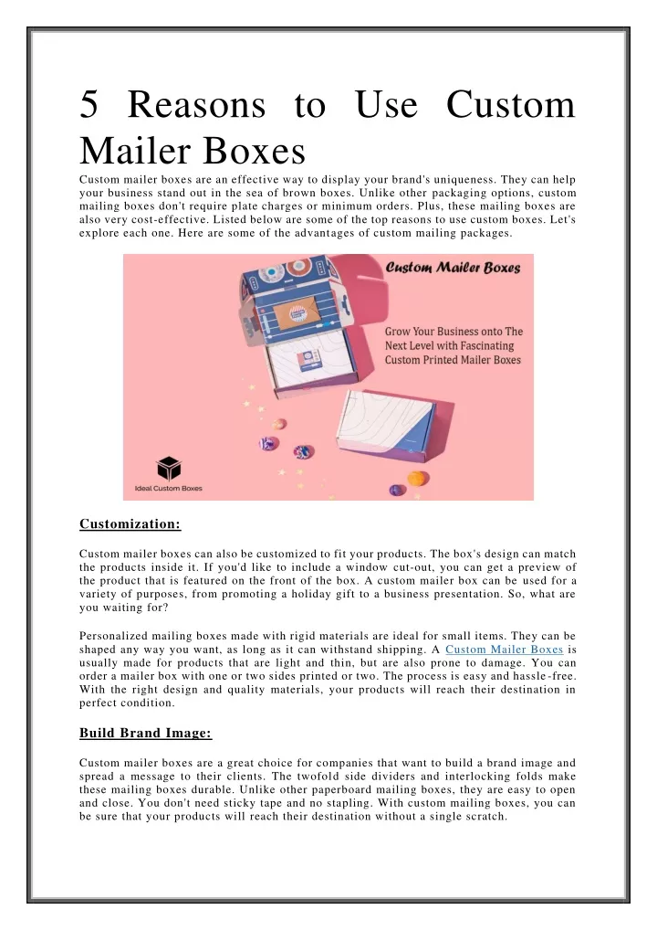 5 reasons to use custom mailer boxes custom