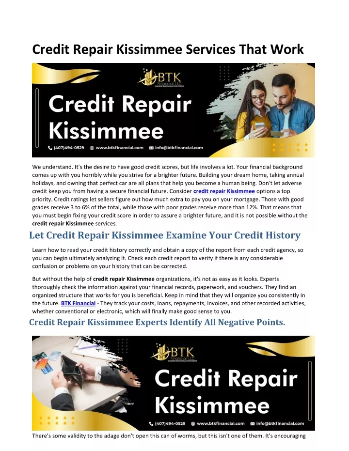 credit repair kissimmee services that work