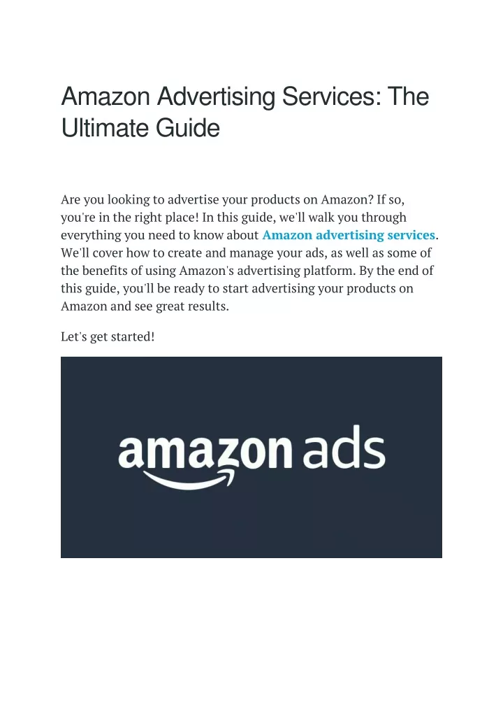 PPT - Amazon Advertising Services - The Ultimate Guide PowerPoint ...