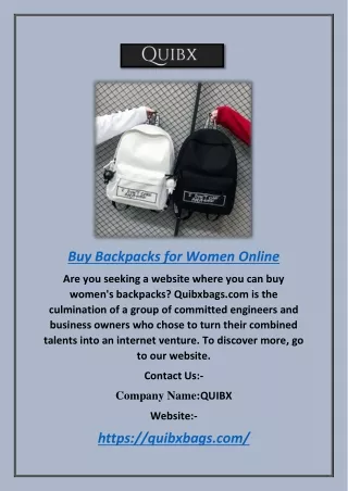Buy Backpacks for Women Online | Quibxbags.com