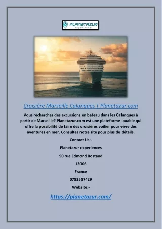 Croisière Marseille Calanques | Planetazur.com