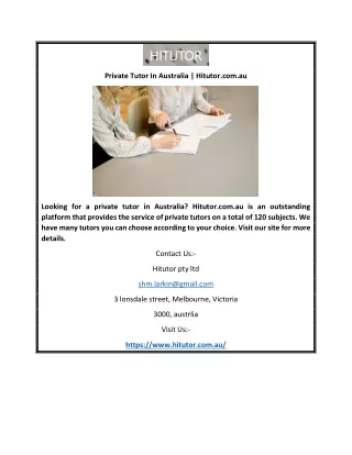 Private Tutor In Australia | Hitutor.com.au