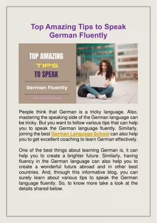 Top Amazing Tips To Speak German Fluently