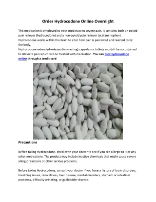 Order Hydrocodone Online Overnight