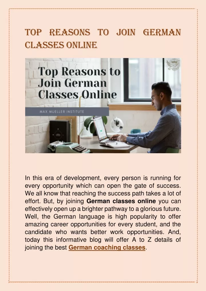 top reasons to join german classes online