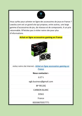 Achat en ligne accessoires gaming en France