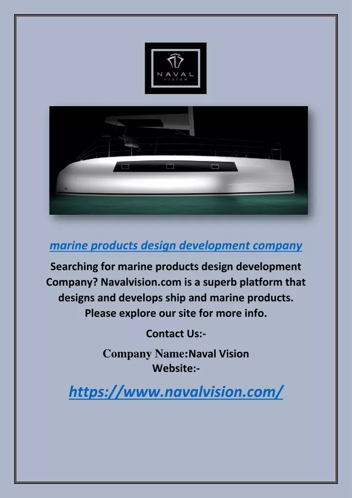 marine products design development company